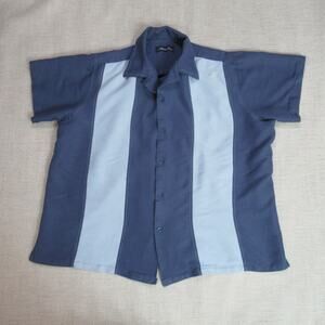 Milano Bay Shirt Mens XL Blue Bowling Button Up Short Sleeve Beach Lounge Island